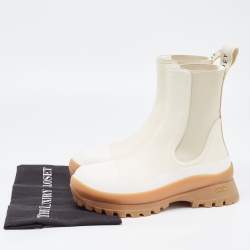 Stella McCartney White Faux Leather and Fabric Chelsea Boots Size 39