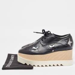 Pre Owned Stella McCartney Black Faux Leather Elyse Star Derby Sneakers Size 40