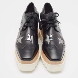 Pre Owned Stella McCartney Black Faux Leather Elyse Star Derby Sneakers Size 40