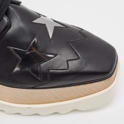 Pre Owned Stella McCartney Black Faux Leather Elyse Star Derby Sneakers Size 40