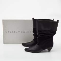 Stella McCartney Black Canvas and Faux Leather Slouchy Ankle booties Size 36