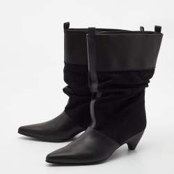 Stella McCartney Black Canvas and Faux Leather Slouchy Ankle booties Size 36