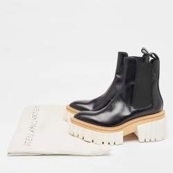Pre Owned Stella McCartney Black Faux Leather Emilie Platform Ankle Boots Size 37