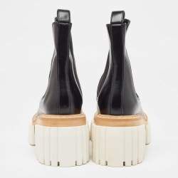 Pre Owned Stella McCartney Black Faux Leather Emilie Platform Ankle Boots Size 37