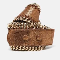Pre Owned Stella McCartney Bronze Faux Suede Falabella Waist Belt 75CM