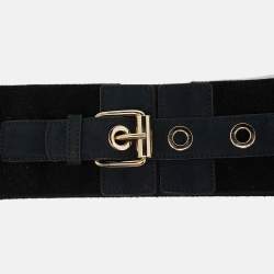 Stella McCartney Black Elastic and Faux Suede Buckle Wide Belt 70CM