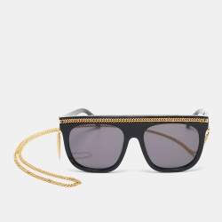 Stella McCartney Black SC0043S Falabella Chain Square Sunglasses