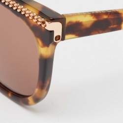 Stella McCartney Tortoise Brown Falabella Chain Square Sunglasses