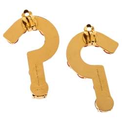 Stella McCartney Resin Question Mark Gold Tone Pendant Necklace and Earrings set