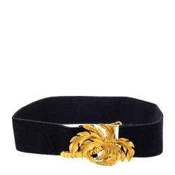 Stella McCartney Black Canvas Palm Tree Buckle Belt 80 CM