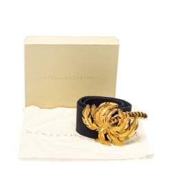 Stella McCartney Black Canvas Palm Tree Buckle Belt 80 CM