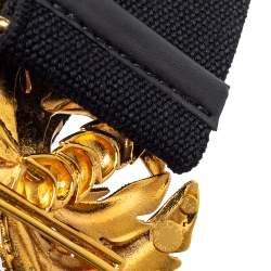 Stella McCartney Black Canvas Palm Tree Buckle Belt 80 CM