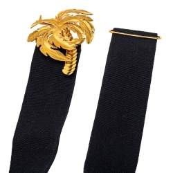 Stella McCartney Black Canvas Palm Tree Buckle Belt 80 CM