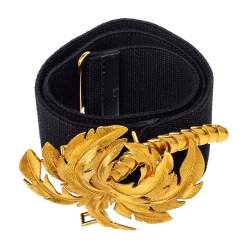 Stella McCartney Black Canvas Palm Tree Buckle Belt 80 CM