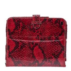 Stella McCartney Red Python Print Faux Leather Falabella iPad Holder