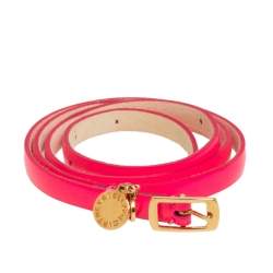 Stella McCartney Neon Pink Faux Leather Slim Belt 75 CM