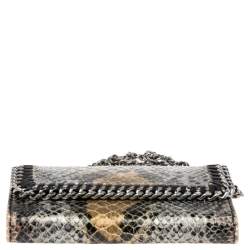 Pre Owned Stella McCartney Brown/Grey Faux Python Leather Falabella Chain Phone Case