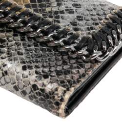 Pre Owned Stella McCartney Brown/Grey Faux Python Leather Falabella Chain Phone Case