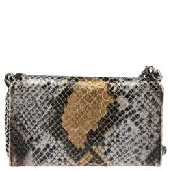 Pre Owned Stella McCartney Brown/Grey Faux Python Leather Falabella Chain Phone Case