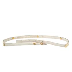 Pre Owned Stella McCartney White Faux Leather And Metal Slim Belt 65CM