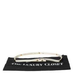 Pre Owned Stella McCartney White Faux Leather And Metal Slim Belt 65CM