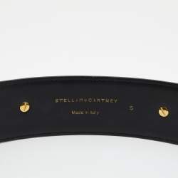 مملوكة مسبقًا Stella McCartney Black Faux Leather Gold Tone Metal Plate Waist Belt S