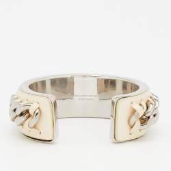 Stella McCartney Cream Leather & Chain Bangle Bracelet