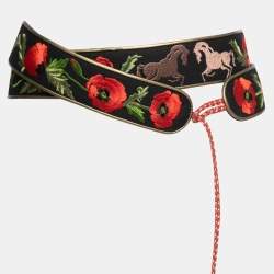 Stella McCartney Multicolor Floral Embroidered and Leather Double Wrap Belt 75CM