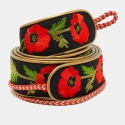 Stella McCartney Multicolor Floral Embroidered and Leather Double Wrap Belt 75CM