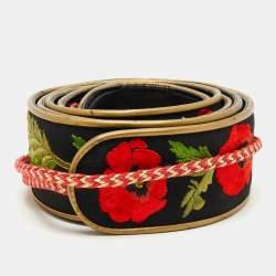 Stella McCartney Multicolor Floral Embroidered and Leather Double Wrap Belt 75CM
