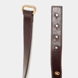 Pre Owned Stella McCartney Dark Brown Faux Leather and Wood Wide Belt 80CM