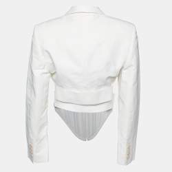 Pre Owned Stella McCartney Cream Linen Blend Corset Crop Blazer S