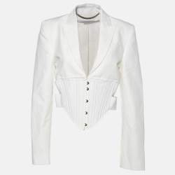 Pre Owned Stella McCartney Cream Linen Blend Corset Crop Blazer S