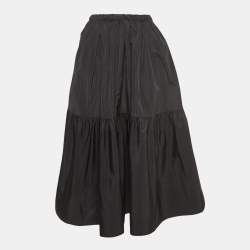 Pre Owned Stella McCartney Black Silk Blend Tiered Midi Skirt S