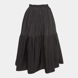 Pre Owned Stella McCartney Black Silk Blend Tiered Midi Skirt S