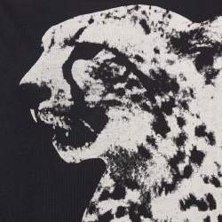 Pre Owned Stella McCartney Black Leopard Print Jersey T-Shirt M