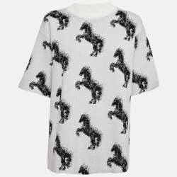 Pre Owned Stella McCartney Grey Pixel Horse Intarsia Knit Sweatshirt M