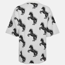 Pre Owned Stella McCartney Grey Pixel Horse Intarsia Knit Sweatshirt M