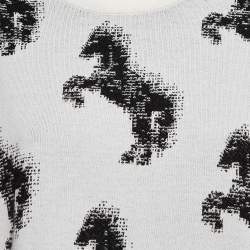 Pre Owned Stella McCartney Grey Pixel Horse Intarsia Knit Sweatshirt M