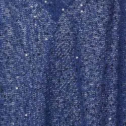 Pre Owned Stella McCartney Navy Blue Sequin Knitted Mini Dress M