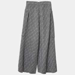 Pre Owned Stella McCartney Grey Monogram Virgin Wool Cropped Lounge Pants XXS