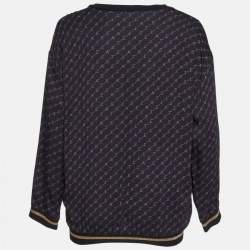 Pre Owned Stella McCartney Navy Blue Logo Printed Jersey Jumper S