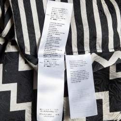 Pre Owned Stella McCartney Black/White Chevron & Stripes Print Jacquard Silk Shirt S