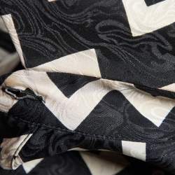 Pre Owned Stella McCartney Black/White Chevron & Stripes Print Jacquard Silk Shirt S