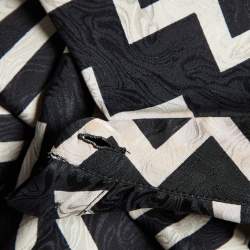 Pre Owned Stella McCartney Black/White Chevron & Stripes Print Jacquard Silk Shirt S