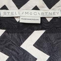 Pre Owned Stella McCartney Black/White Chevron & Stripes Print Jacquard Silk Shirt S