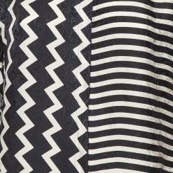 Pre Owned Stella McCartney Black/White Chevron & Stripes Print Jacquard Silk Shirt S