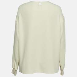 Pre Owned Stella McCartney Cream/Gold Brocade Full Sleeves Jumper Top M