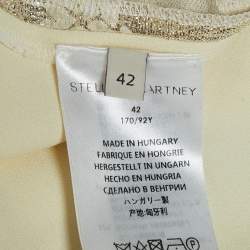 Pre Owned Stella McCartney Cream/Gold Brocade Full Sleeves Jumper Top M