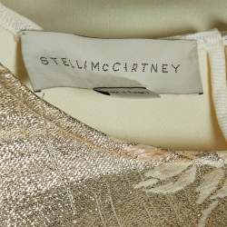 Pre Owned Stella McCartney Cream/Gold Brocade Full Sleeves Jumper Top M